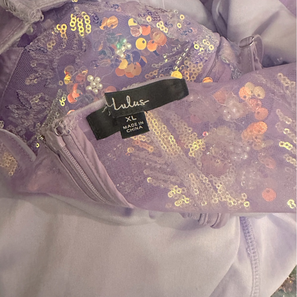 Lulu’s NWOT Perfection Seeker Lavender Iridescent Sequin Bustier Prom Maxi Dress - Picture 9 of 15